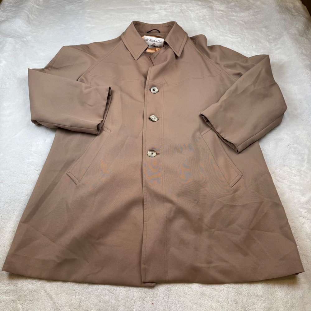 Vintage Grais All Weather‎ Coat Mens Tan Overcoat Collared Size 44 Regular